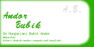 andor bubik business card